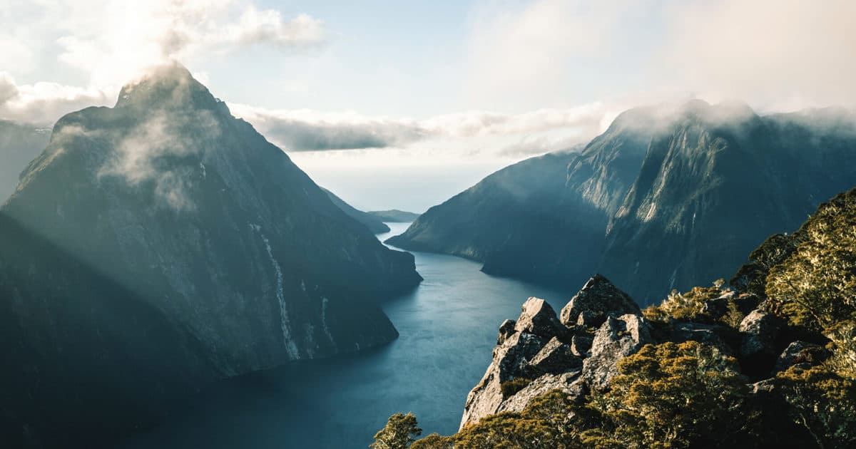 milford sound fiord aerial